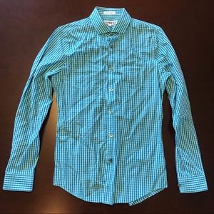 Express Blue Plaid Button Up Shirt